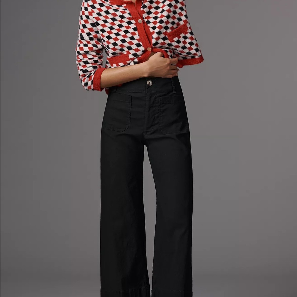 Maeve Black Straight-Leg Pants